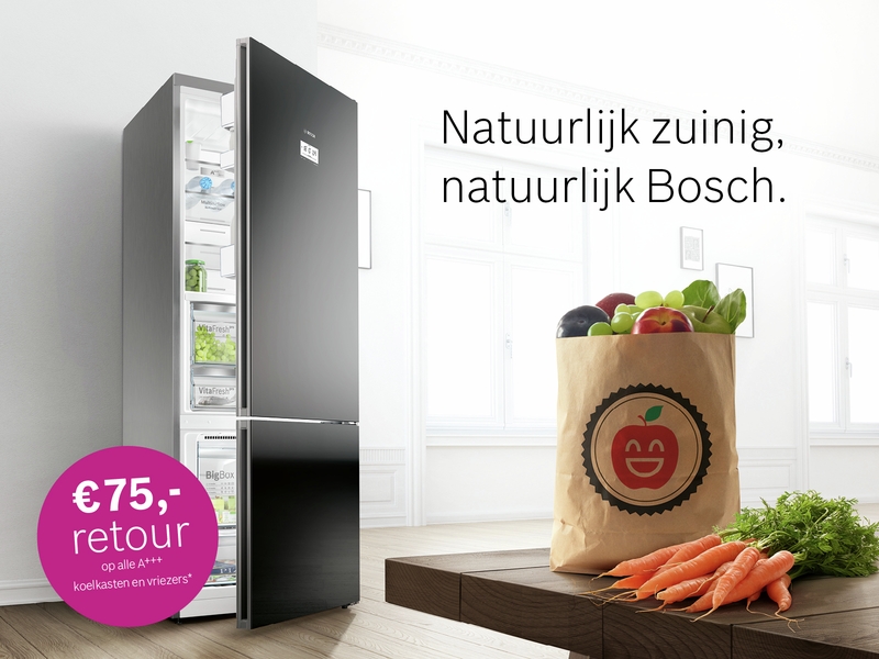Bosch cashback actie A+++ koel-vrieskasten